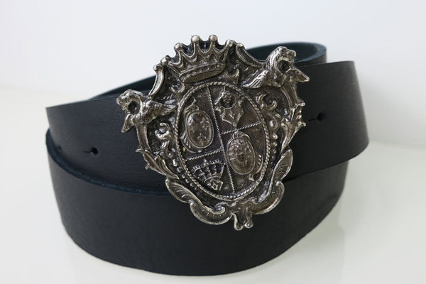 Velour-Ledergürtel mit Wappen-Koppel