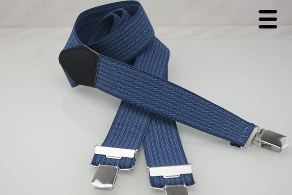 Hosenträger Muster "Wave" Blau / Jeansblau, 120cm